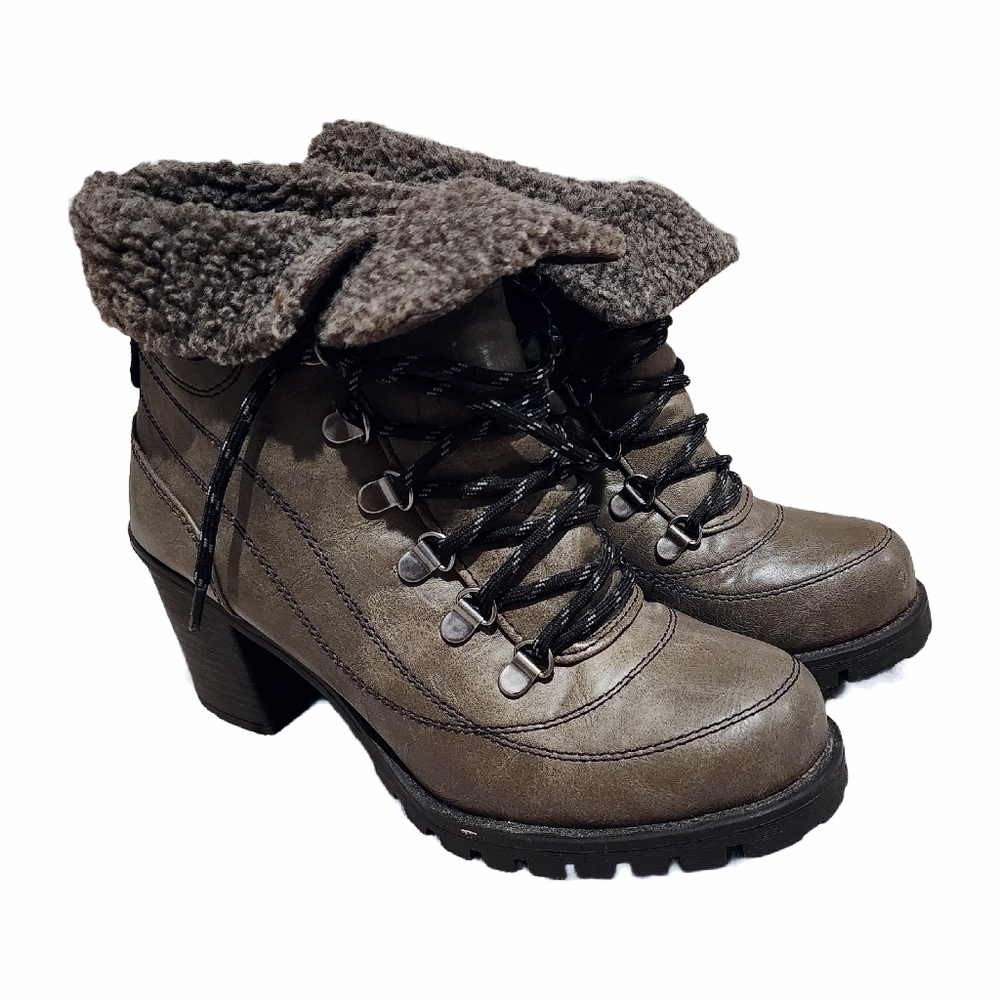 Mudd Women Ankle Boots Size 9.5/8 Faux Fur Light Brown Heel Cute